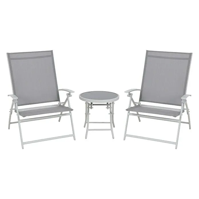 Sunfun Conjunto de muebles de balcón Olaia - 3 piezas, Gris