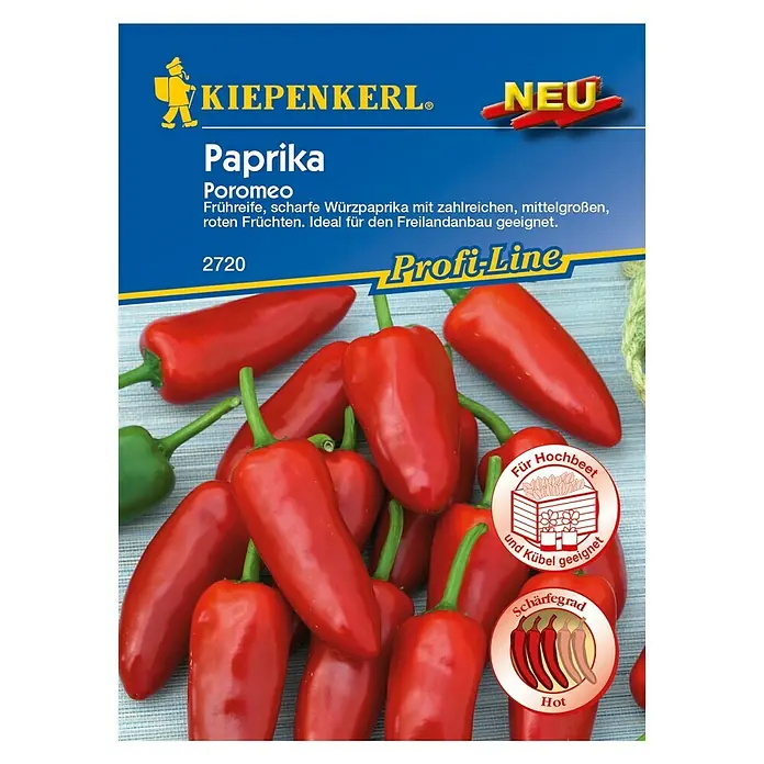 Kiepenkerl Profi-Line Gemüsesamen Paprika - Poromeo, Capsicum annuum, Erntezeit: Juli - Vorderansicht