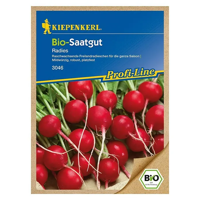 Kiepenkerl Profi-Line Gemüsesamen Radieschen - Bio Radies, Raphanus sativus var. sativus, Erntezeit: April - Vorderansicht