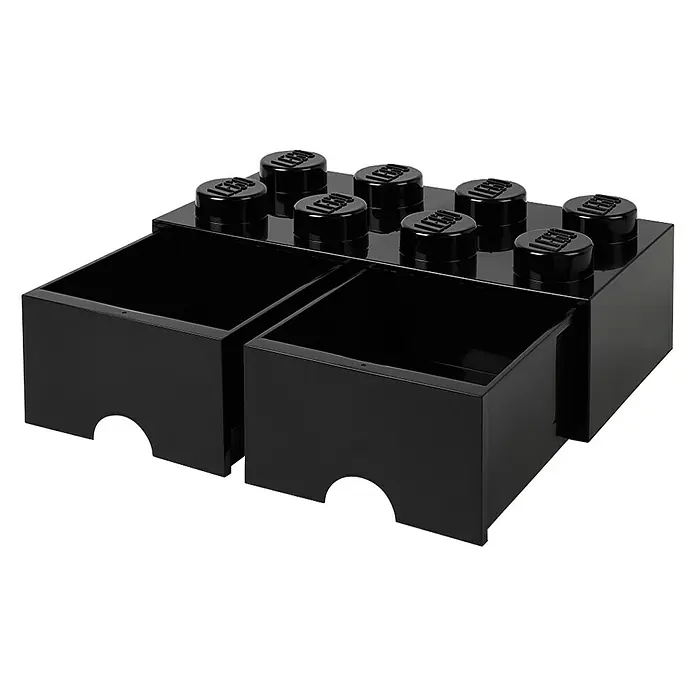 Lego Schubladenbox Brick - L x B x H: 50 x 25 x 18 cm, Schwarz, Anzahl Schubladen: 2 Stk. - Rechte Seitenansicht
