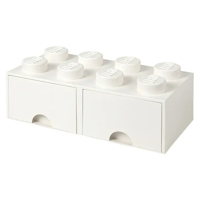 Lego Schubladenbox Brick - L x B x H: 50 x 25 x 18 cm, Weiß, Anzahl Schubladen: 2 Stk. - Rechte Seitenansicht