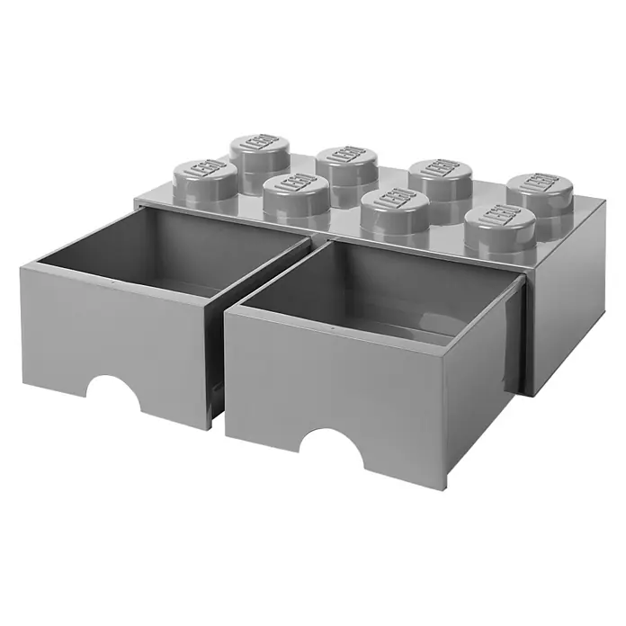 Lego Schubladenbox Brick - L x B x H: 50 x 25 x 18 cm, Grau, Anzahl Schubladen: 2 Stk. - Rechte Seitenansicht