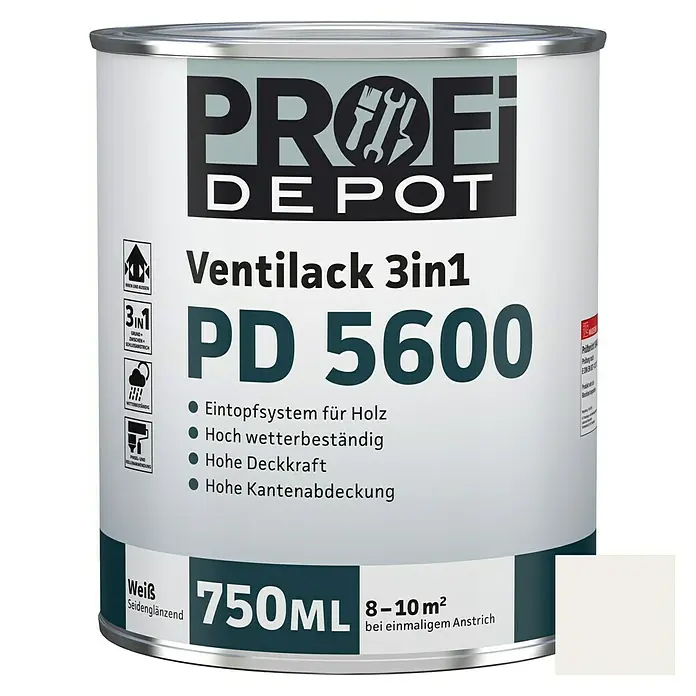 Profi Depot PD Venti-Weißlack 3in1 PD 5600 - Weiß, 750 ml - Vorderansicht