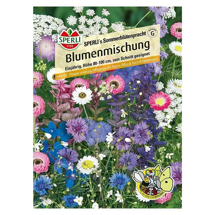 Sperli Blumensamen Sommerblumenmischung - Verschiedene Sorten, Blütezeit: Juni, 2 m² - Vorderansicht