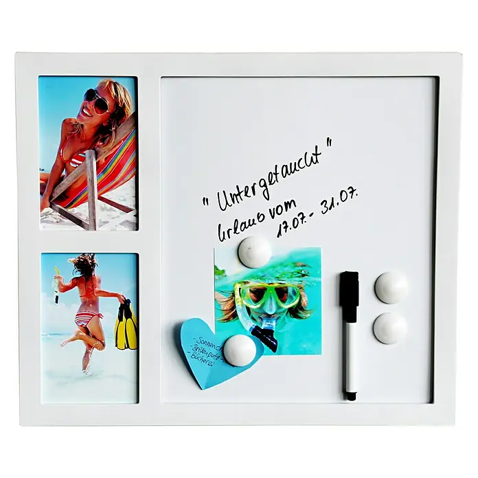 Magnet-Schreibtafel Foto-Magnetboard - 39,6 x 33,7 cm, 39,6 x 33,7 cm, 2 Fotoplatzhalter, Kunststoff - Rechte Seitenansicht