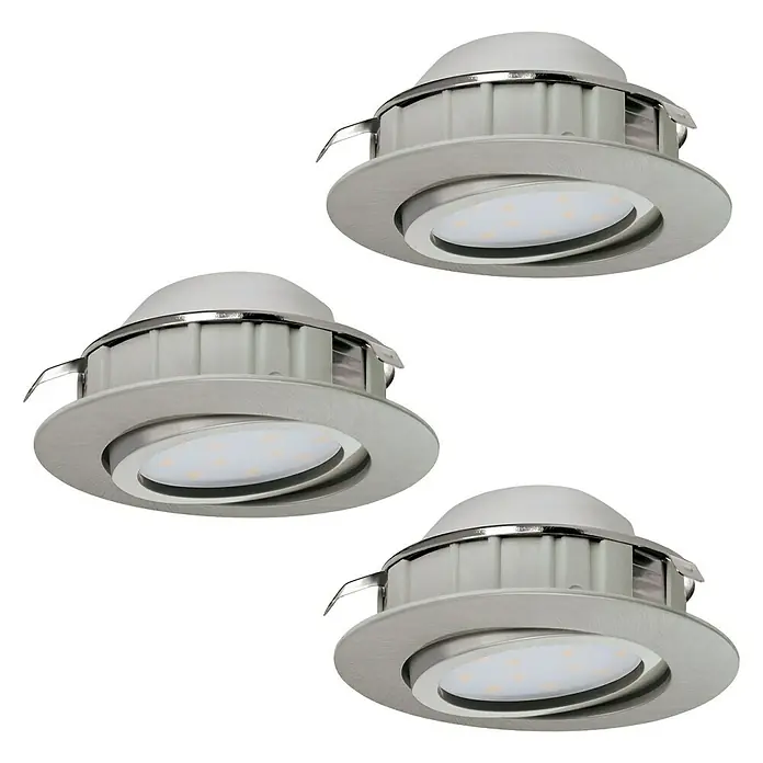 Eglo Set ugradbenih LED svjetiljki Pineda - 18 W, Mat nikal, Topla bijela - Pogled sprijeda