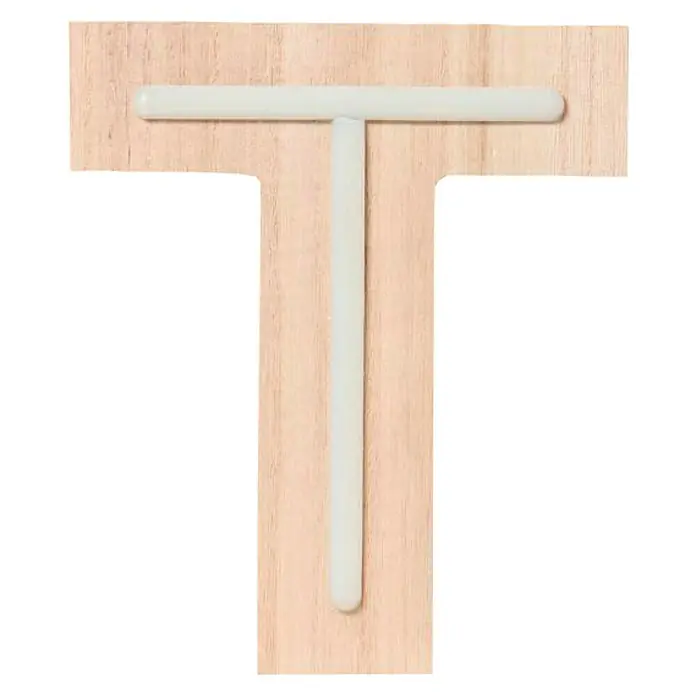 Letra LED neón de madera - T, Madera, Color de luz: Blanco neutro