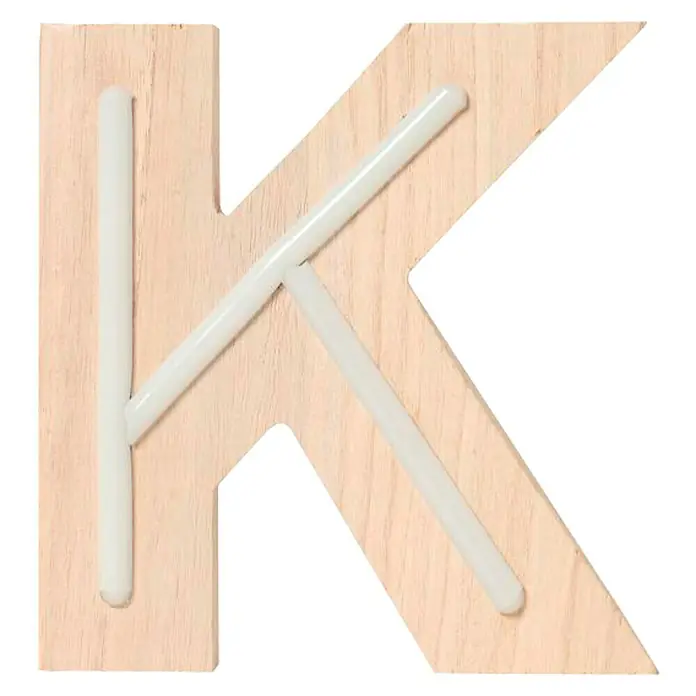Letra LED neón de madera - K, Madera, Color de luz: Blanco neutro