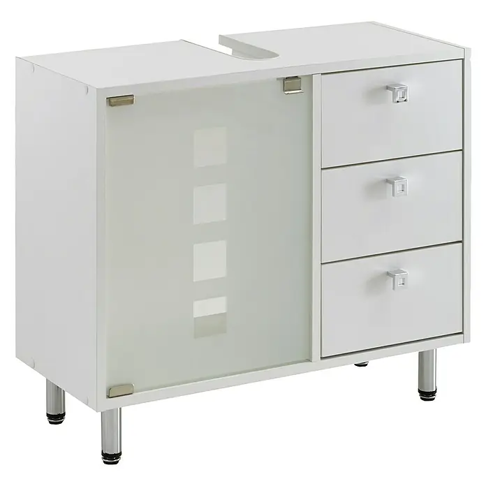 Riva Waschtischunterschrank Quadro - 67 x 29,5 x 58,5 cm, Weiß, Matt