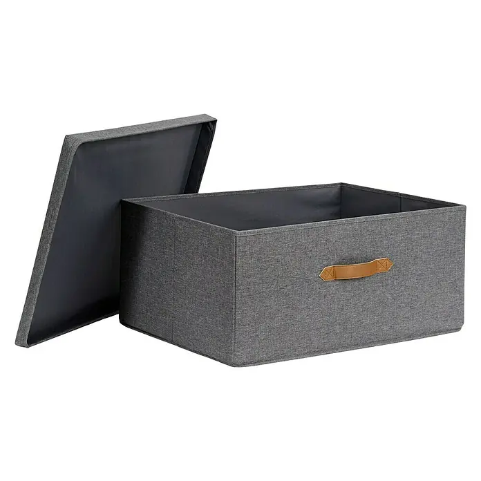 Aufbewahrungsbox - L x B x H: 54 x 42 x 25 cm, Vlies, Grau - Linke Seitenansicht
