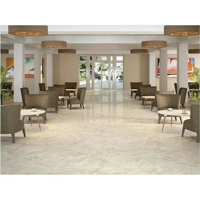 Feinsteinzeugfliese Nairobi Marfil - 80 x 80 cm, Beige, Glänzend - Stimmungsaufnahme