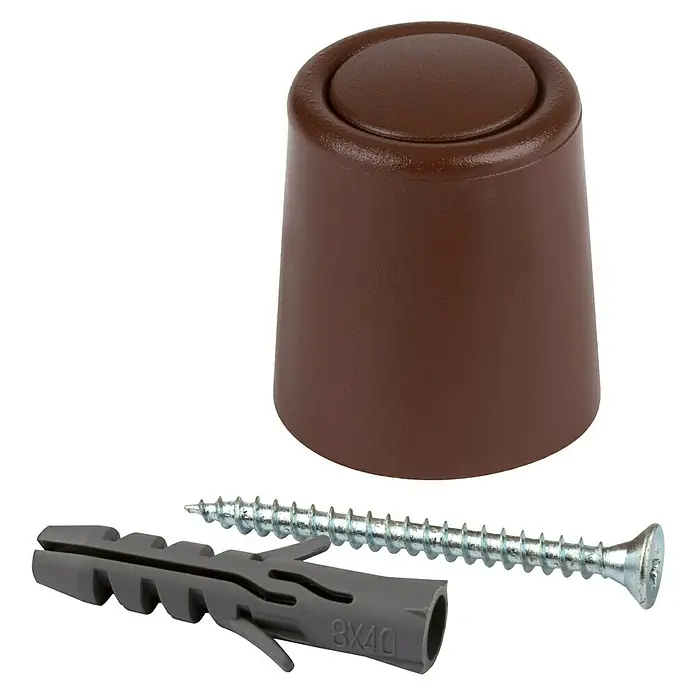 Türstopper 24x30 mm, schraubbar - Ø x H: 24 x 30 mm, Braun, 2 Stk. - Rechte Seitenansicht