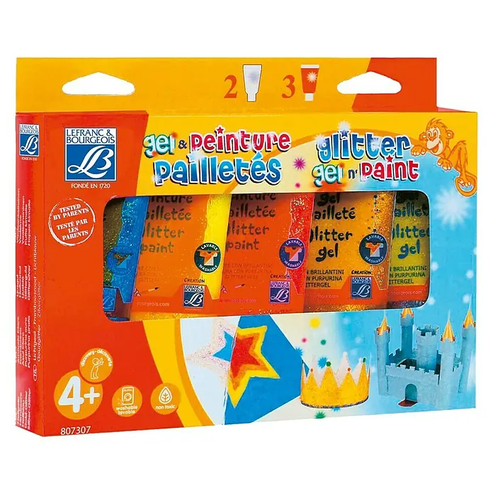 Lefranc & Bourgeois Glittergel-Set - 5 x 75 ml Tuben - Vorderansicht