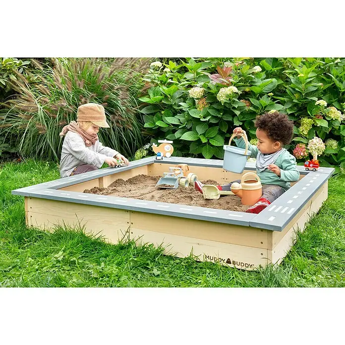 Muddy Buddy Sandkasten Highway Hero - L x B x H: 135 x 125 x 20 cm, Holz - Stimmungsaufnahme