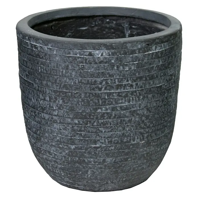 Mega Collections Utah Plantenpot - Buitenmaat (Ø x h): 34 x 33 cm, Samengesteld materiaal, Grafiet