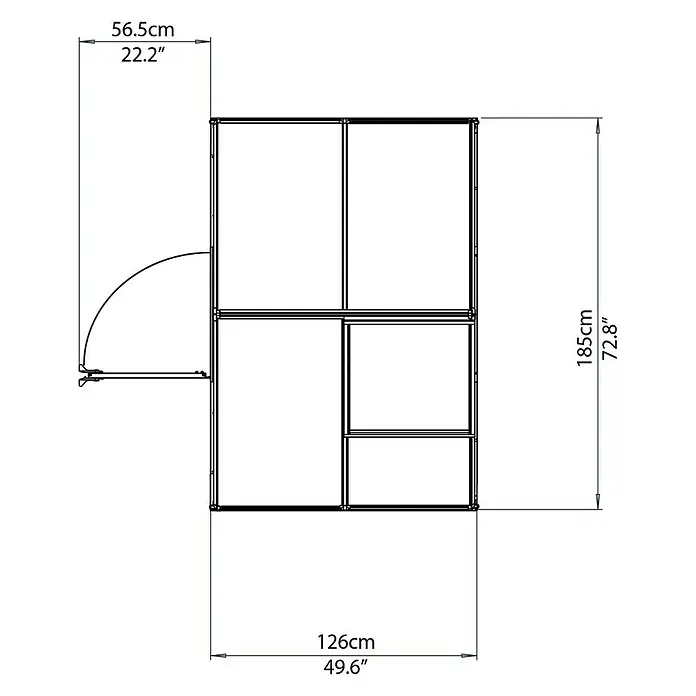 Palram – Canopia Gewächshaus Mythos 6x4 - 126 x 185 x 208 cm, Silber/Transparent - Vorderansicht