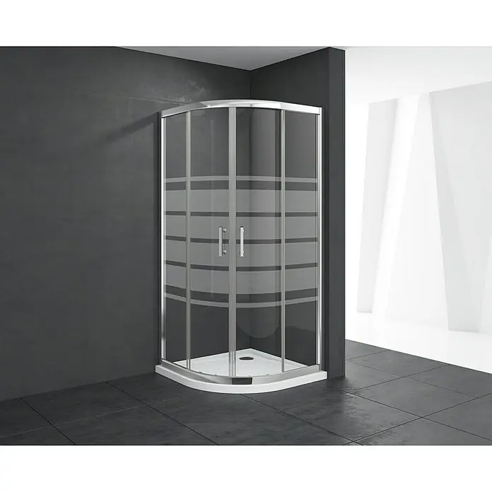 Mampara de ducha semicircular Chloe - L x An x Al: 90 x 90 x 195 cm, Espesor: 5 mm, Cromo
