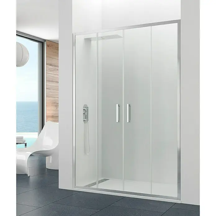 GME Mampara de ducha frontal Prestige Titan Spazio - An x Al: 150 x 195 cm, Anodizado, 8 mm, Plata brillo