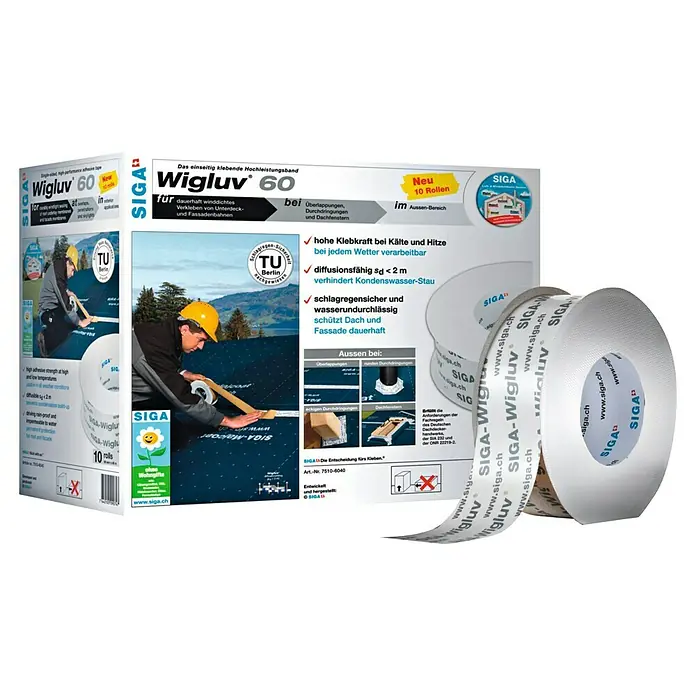 Siga Klebeband Wigluv 60 - 40 m x 60 mm, Kunststoff, Diffusionsoffen