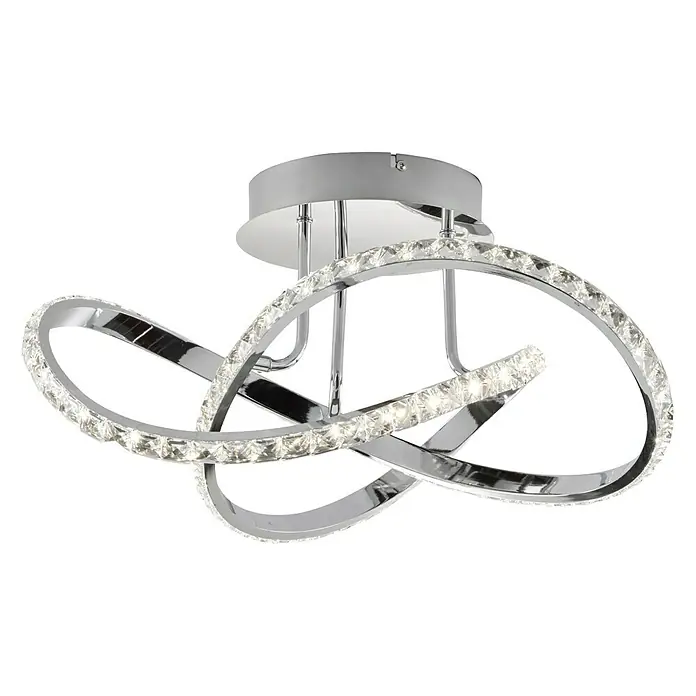 WOFI LED-Deckenleuchte Abro - 26 W, L x B x H: 55 x 55 x 28,5 cm, Chrom, Warmweiß