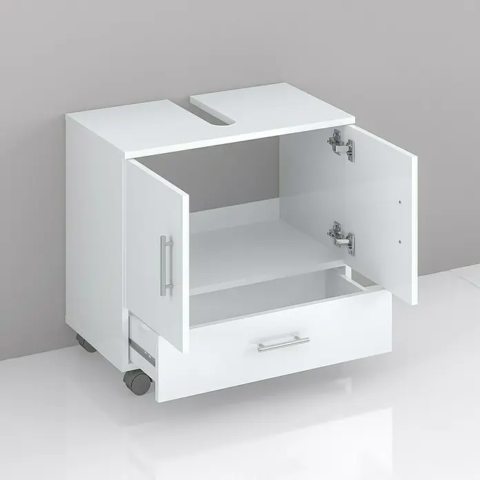 Riva Waschtischunterschrank System - 62,2 x 35,6 x 57,5 cm, Weiß, Matt - Vorderansicht