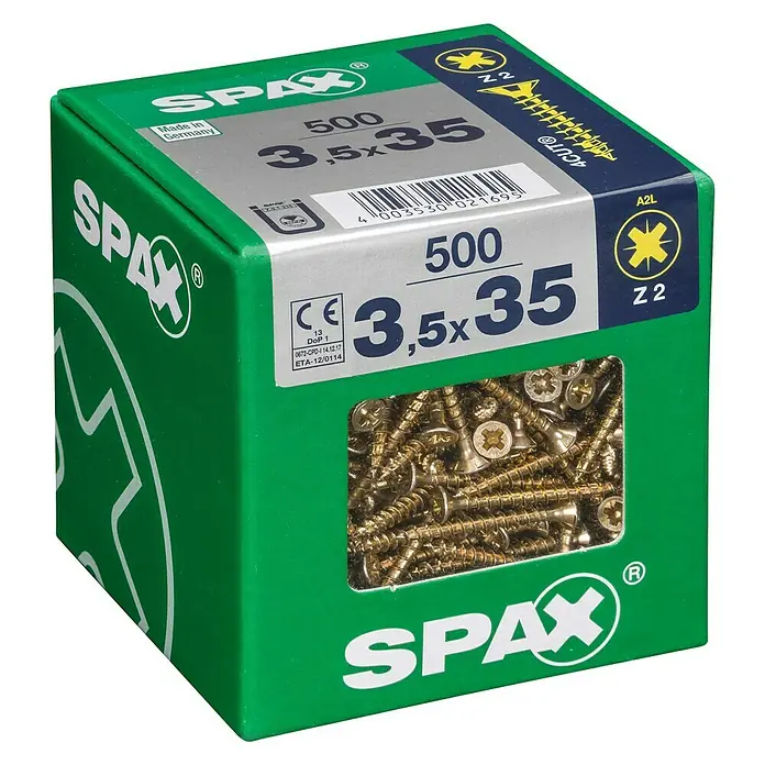 Spax Univerzalni vijak - 3,5 x 35 mm, Puni navoj, 500 kom - Pogled s lijeve strane