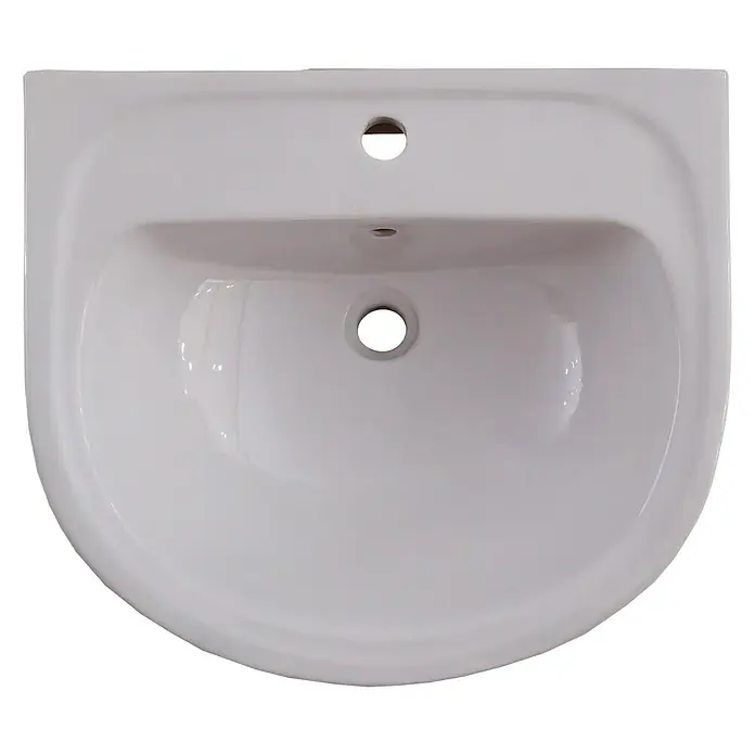Lavabo Bahia - 55 x 46,5 cm, Orificios para grifo: Medio, Con desbordamiento, Blanco