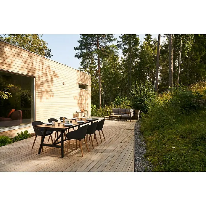 SENSUM Set lounge namještaja - 3-dij., Aluminij/eukaliptus, Antracit-svijetli eukaliptus