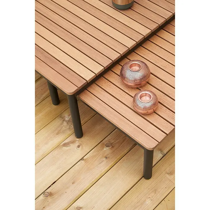 SENSUM Conjunto de muebles Bergby - 3 piezas, Aluminio/Eucalipto, Antracita/Roble claro