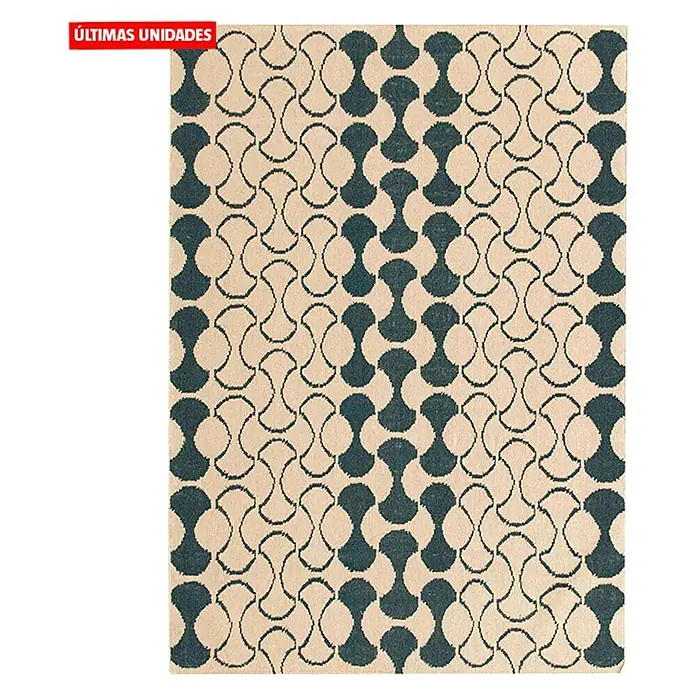 Alfombra Kilim mosaico indio - Beige/Negro, 110 x 60 cm, Lana