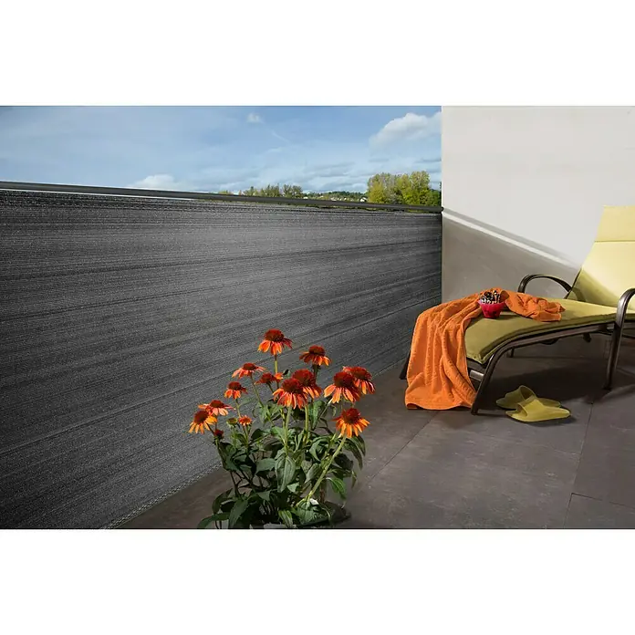 Sichtschutzmatte Classic - 2.500 x 100 cm, Kunststoff, Anthrazit - Stimmungsaufnahme