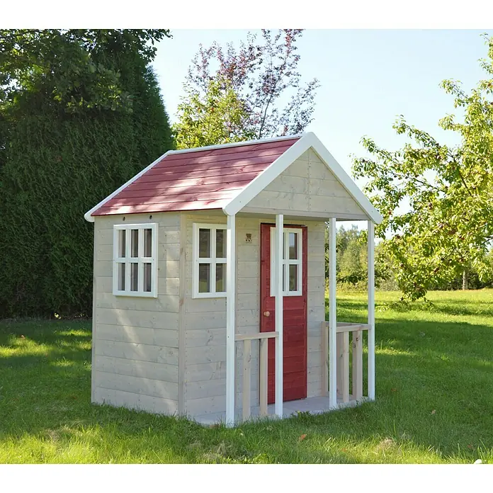 Wendi Toys Spielhaus Fuchs - 120 x 120 cm, Holz, Natur/Rot - Stimmungsaufnahme