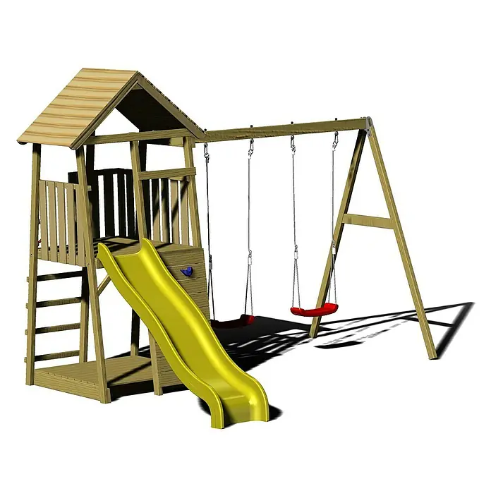 Wendi Toys Kinderspielturm Pinguin - 280 x 340 cm - Linke Seitenansicht
