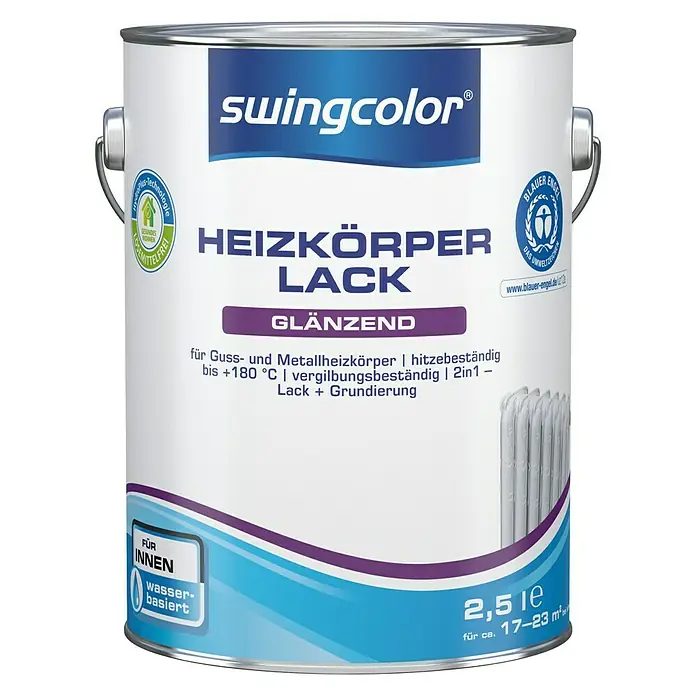 swingcolor Heizkörperlack Acryl - Weiß, 2,5 l, Glänzend - Vorderansicht