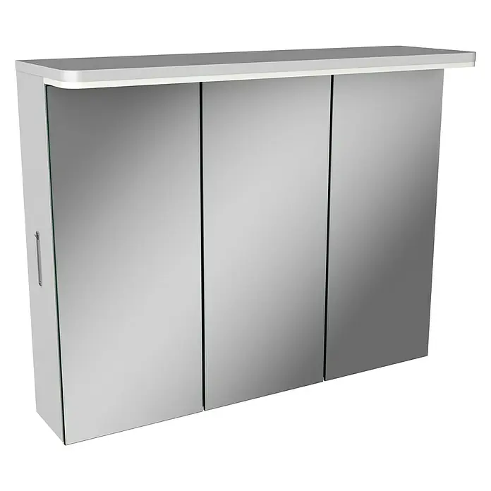 Modern 3.0 LED-Spiegelschrank - B x H: 80 x 68,4 cm, Mit Beleuchtung, Spanplatte, Weiß - Linke Seitenansicht