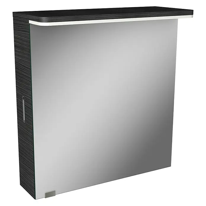 Modern 3.0 LED-Spiegelschrank - B x H: 60 x 68,4 cm, Links, Mit Beleuchtung, Spanplatte, Darkoak - Linke Seitenansicht