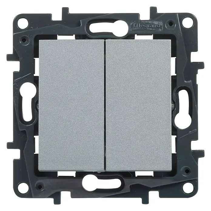 Legrand Niloé Step Conmutador doble - Aluminio, Montaje en la pared, Plástico