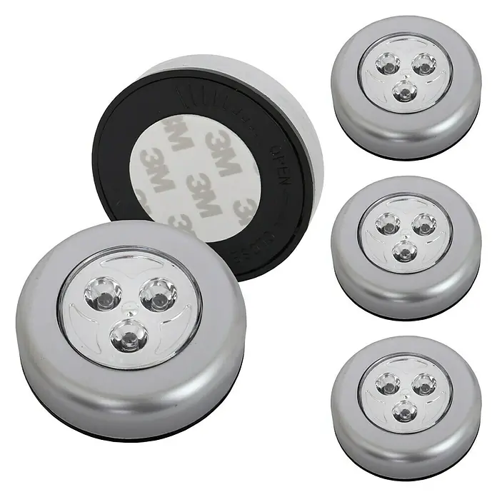 Brilo Linterna portátil LED Push light - 3 luces, Diámetro: 68 mm, Plástico