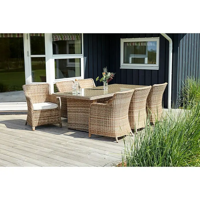 Conjunto de muebles Gotland - 7 piezas, Ratán sintético, Arena