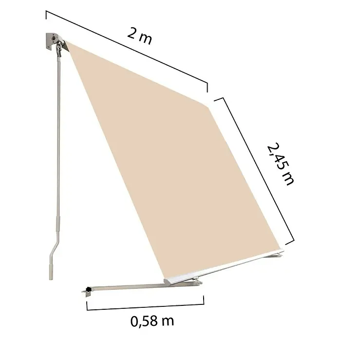 SmartSun Toldo para balcón Urban - Beige arena, Ancho: 2 m, Caída: 2,45 m