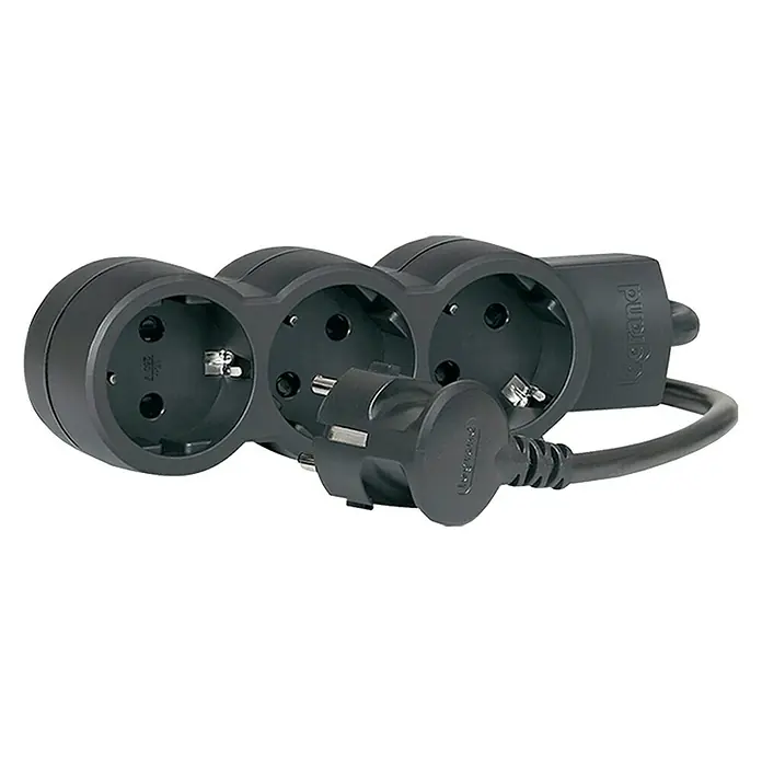Legrand Base de enchufe múltiple Standard - 3 ud., Negro, 1,5 m