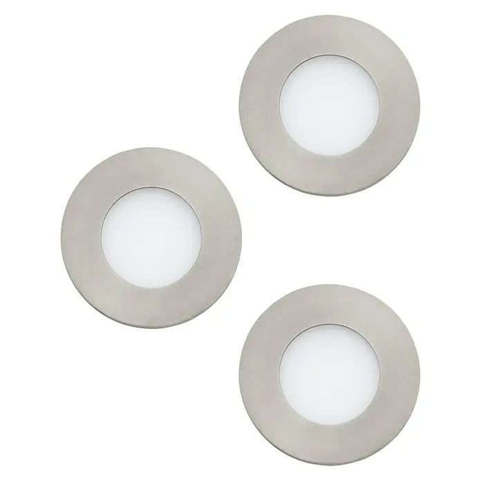 Eglo Set ugradbenih LED svjetiljki Fueva 1 - 8,1 W, D x Š x V: 8,5 x 8,5 x 3 cm, Mat nikal, 3 Kom., Topla bijela - Pogled sprijeda