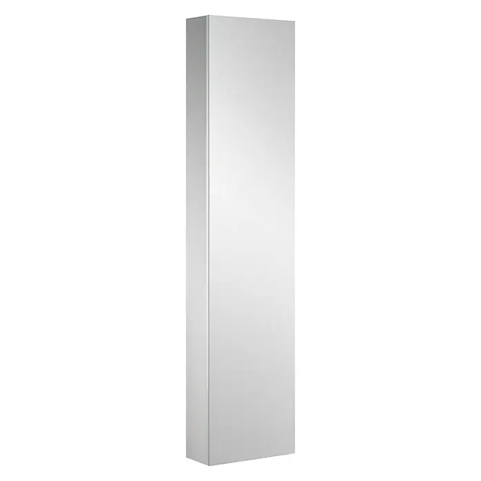Camargue Spiegel-Hochschrank Kubik - 36 x 16,5 x 155 cm, 1 Kristallglas-Spiegeltür, Spiegeleffekt - Vorderansicht