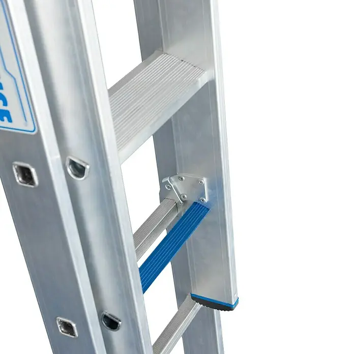 Krause Stabilo Sprossen-Schiebeleiter +S - Arbeitshöhe: 5,15 m, Anzahl Tritte: 2 x 9 Sprossen, Aluminium - Detailaufnahme