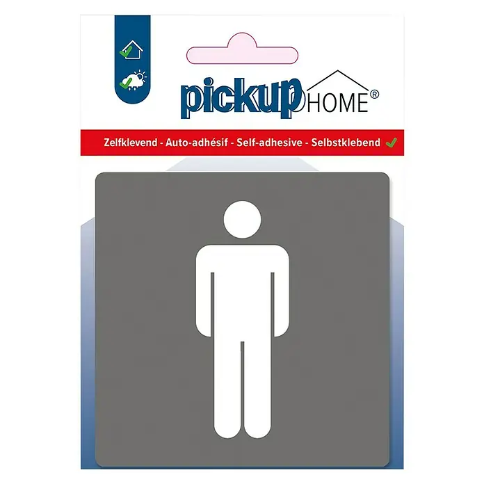 Pickup Etiqueta adhesiva - L x An: 9 x 9 cm, Caballeros, Gris