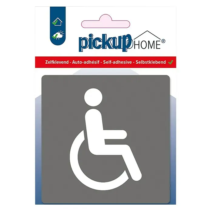 Pickup Etiqueta adhesiva - L x An: 9 x 9 cm, Lavabo para minusválidos, Gris
