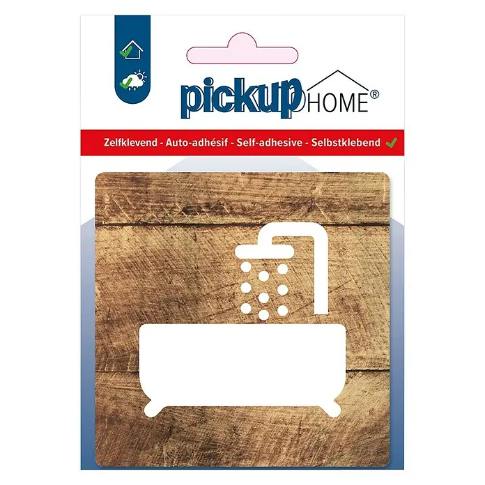 Pickup Etiqueta adhesiva - L x An: 9 x 9 cm, Baño, Madera/Blanco
