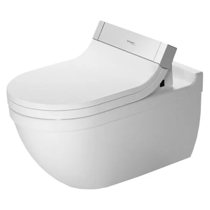 Duravit Starck 3 Wand-WC Typ 2 - Mit Spülrand, Mit antibakterieller Glasur, Spülform: Tief, WC Abgang: Waagerecht, Weiß - Vorderansicht