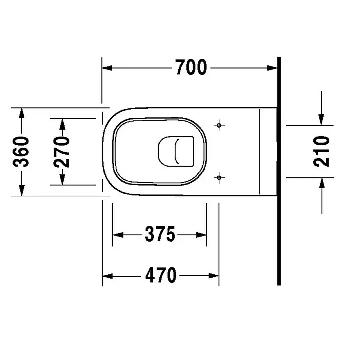 Duravit D-Code Wand-WC Vital - Mit Spülrand, Ohne Spezialglasur, Spülform: Tief, WC Abgang: Waagerecht, Weiß