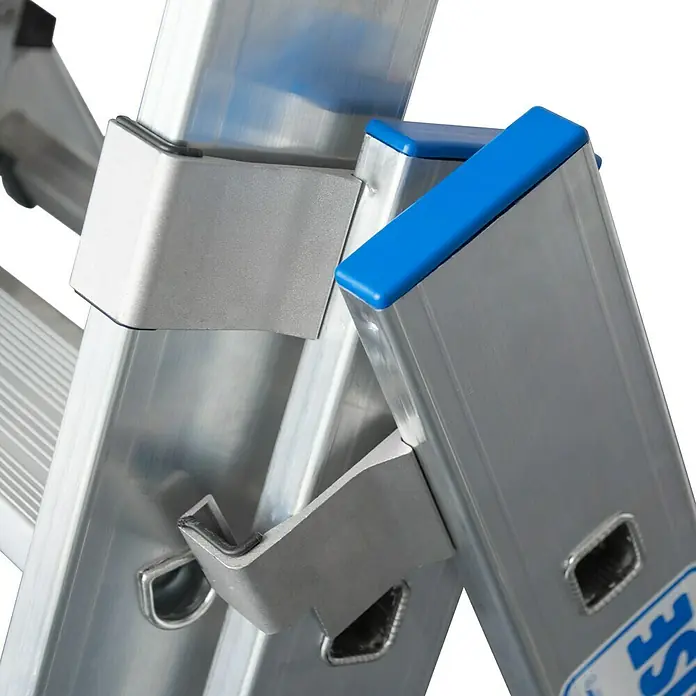 Krause Stabilo Sprossen-Mehrzweckleiter +S - Arbeitshöhe: 7,5 m, Anzahl Tritte: 3 x 10 Sprossen, Aluminium - Detailaufnahme